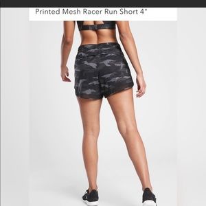 Athleta Black & Grey Camouflage Mesh Racer Run Short 4”   Size S